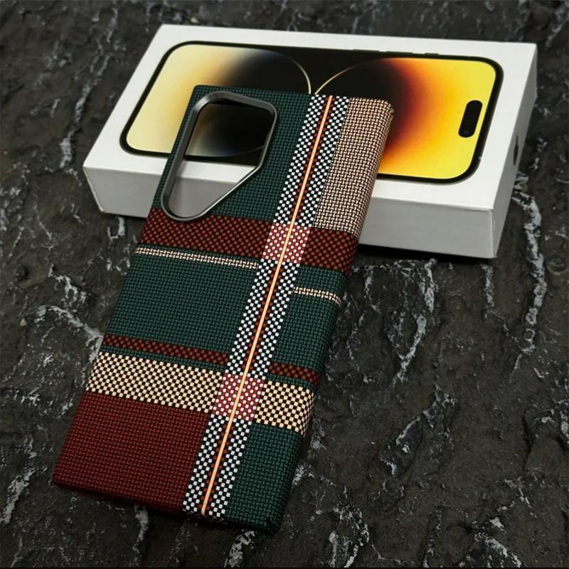 Luxury Carbon Fiber Wireless Charging Magsafe Case for Samsung Galaxy S25 S23 S24 S22Ultra Plus Alloy Lens Protection Hard Cover