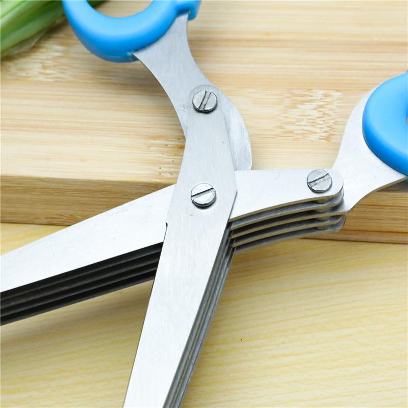 Kitchen Crushing Chopped Green Onion Multi-functional Stainless Steel Five-layer Crushing Scissors