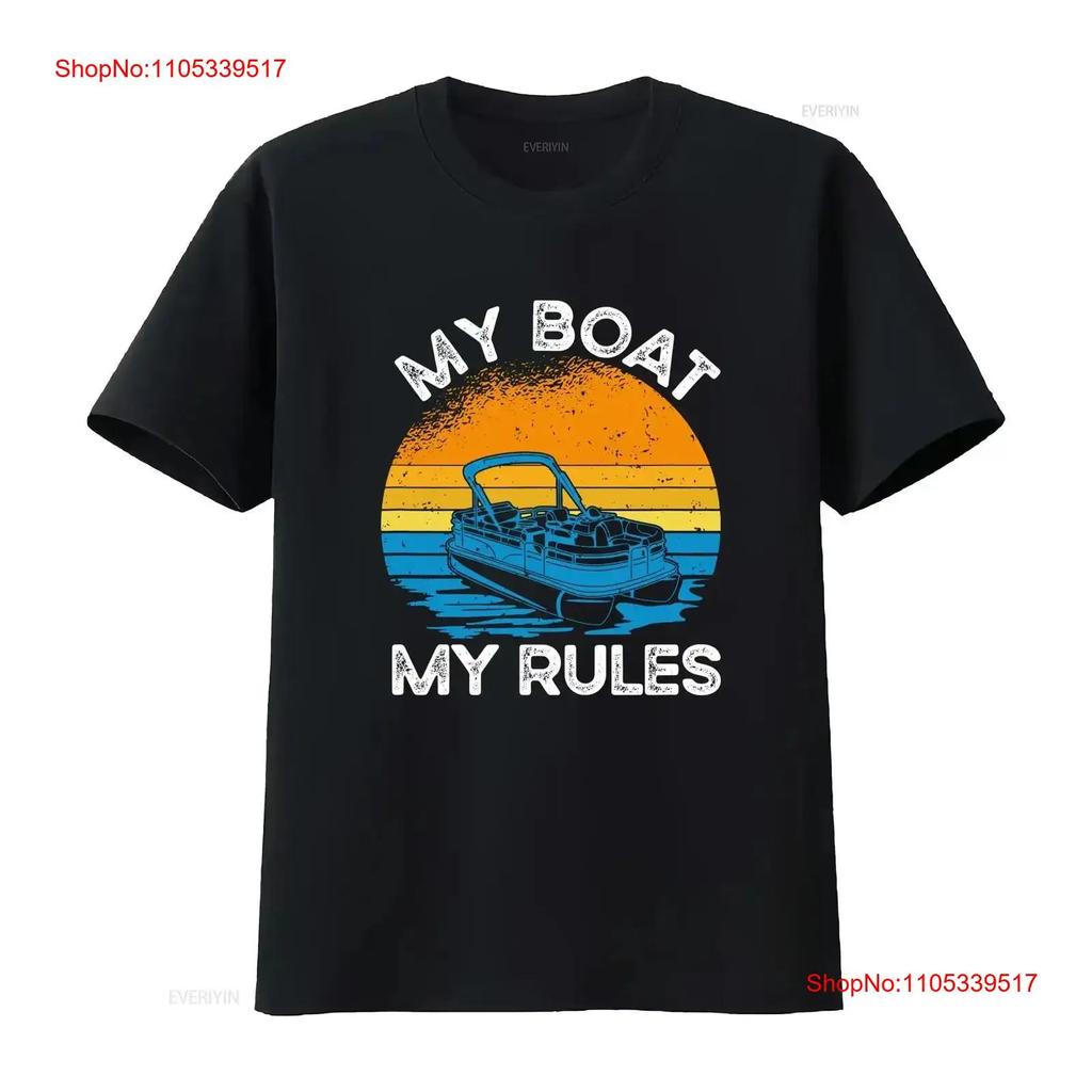 Men's Funny Boating T Shirt My Boat Rules Pontoon Captain For vintage Washed streetwear designe