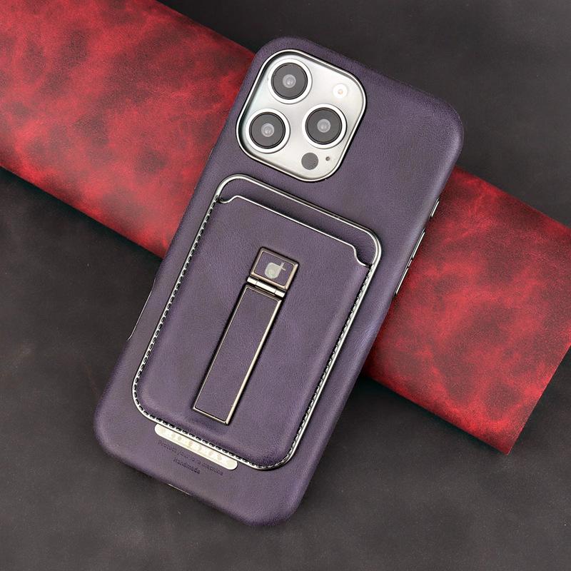 Applicable To Apple 15promax Phone Case Stand Card Magnetic Attraction IPhone16 Electroplated 14 Full Cover 13 Leather Case 12