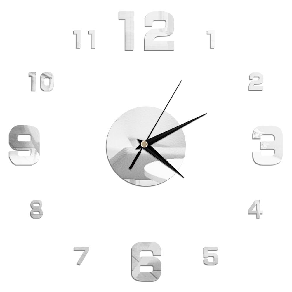27inch Nordic Wall Clock Dining Restaurant Cafe Decorative Clocks Acrylic Mirror Wall Sticker Silent Quartz Watch Home Decor