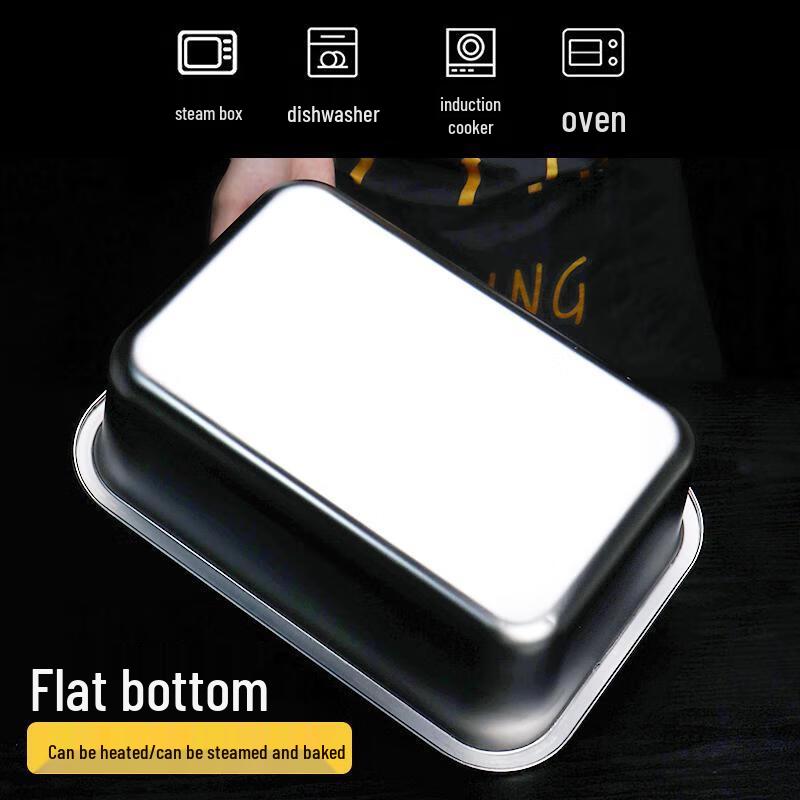 304 Stainless Steel Rectangular Food Tray with PP Lid