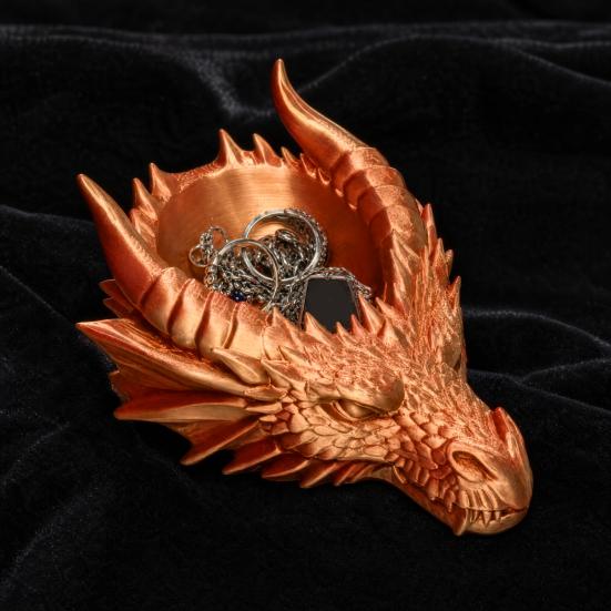 Dragon Head Organizer Tray & Candle Holder, 3D Printed Resin Decorative Dish for Keys, Jewelry, Earrings, Gothic Home Desk Entryway Decor