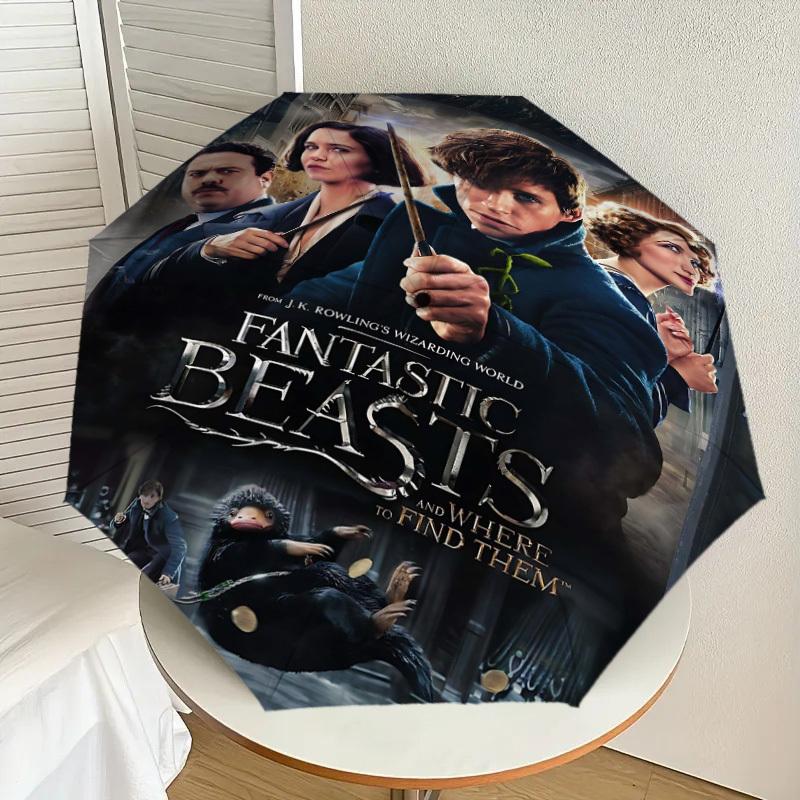 1pc fantastic beasts Automatic Open/Close Umbrella Compact Folding Umbrella with 8-Rib Shaft lightweight esign, for Women/Men1177A