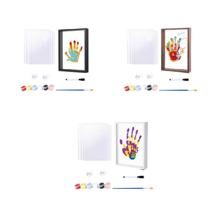 Holz Kunstrahmen Personalisierbar Baby Paar Handabdruck Fußabdruck Andenken Rahmen Set Für Valentinstag Und Familienaktivität