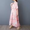 Summer Vacation Style V-neck Retro Cotton and Linen Dress