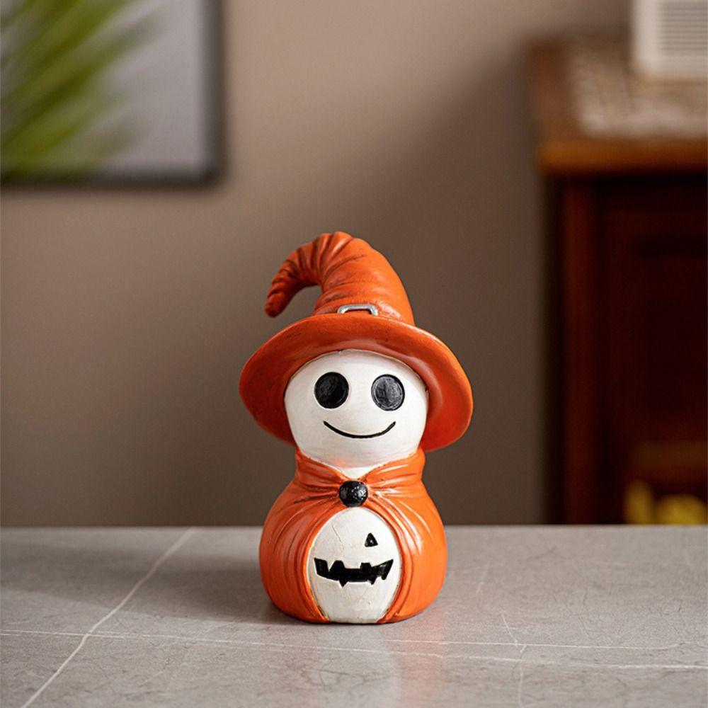 Handicraft Spooky Creat Resin Ornaments Halloween Themed Smiling Wizard Figurine  Festival Decor