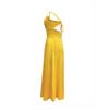 European and American Dress Slimming Solid Sling Trailing Banquet Yellow Formal Dress Women Dress