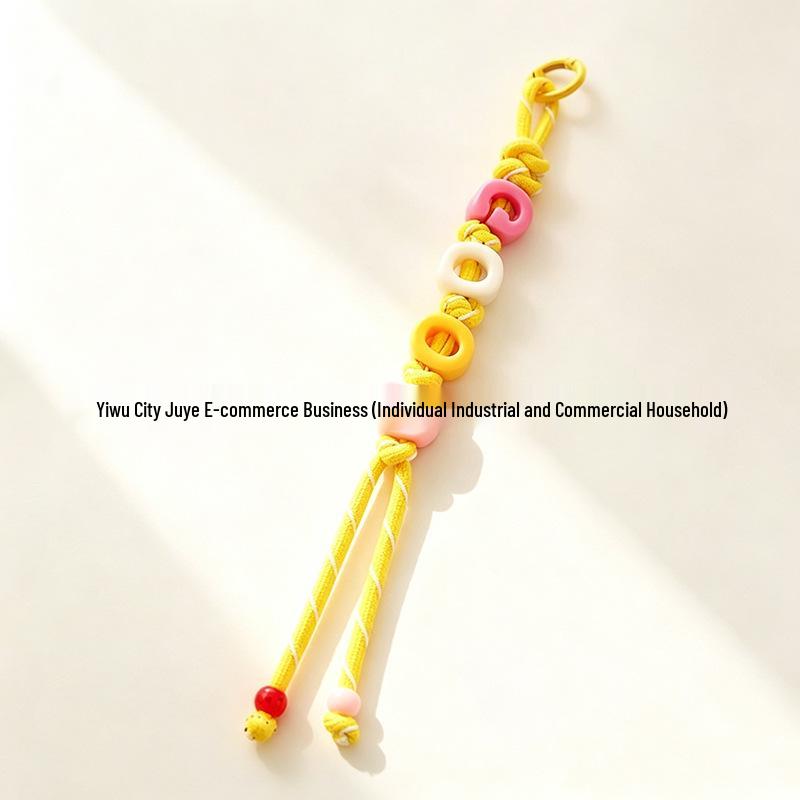Miu Style Colorful Letter Bead Bag Charm - Dopamine Acrylic with Woven Rope