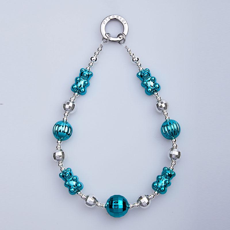 PICOCICI Electroplated Cartoon Bear Decor Phone Anti-drop Wrist Band Beaded Bracelet