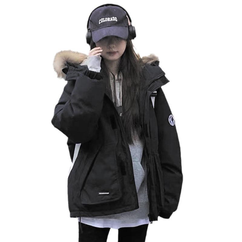 New navy blue tooling Parker down cotton clothes for women, thickened short jacket for women