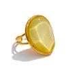Yhpup Exquisite Candy Multi-Color White Pink Blue Yellow Resin Adjustable Ring Gold Color Stainless Steel Summer Jewelry Gift
