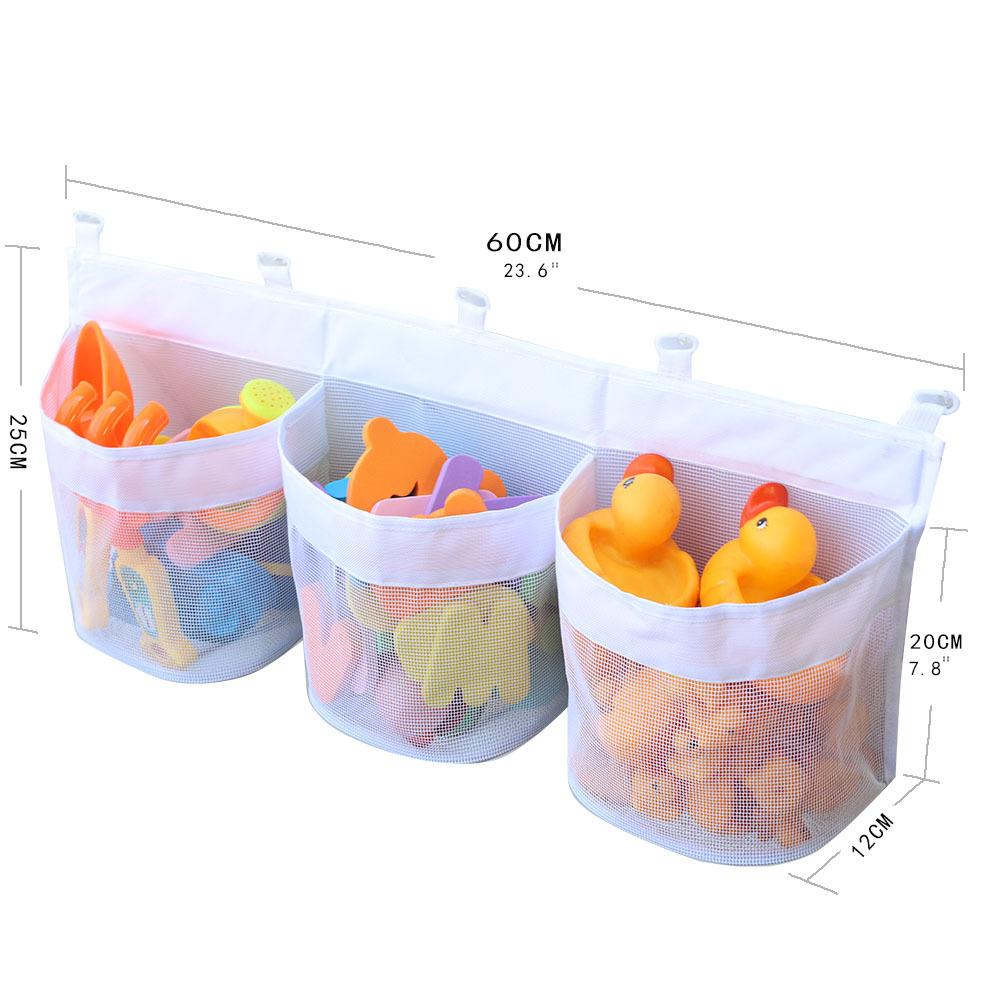 

Bathroom Kids Toy Storage Bag - Multi-Compartment Wall Hanging Organizer with Drainage Holes, Large Capacity & Anti-Mold Mesh белый