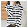 Navava Casual Stripe Long Sleeve Hooded Knit Nk1937