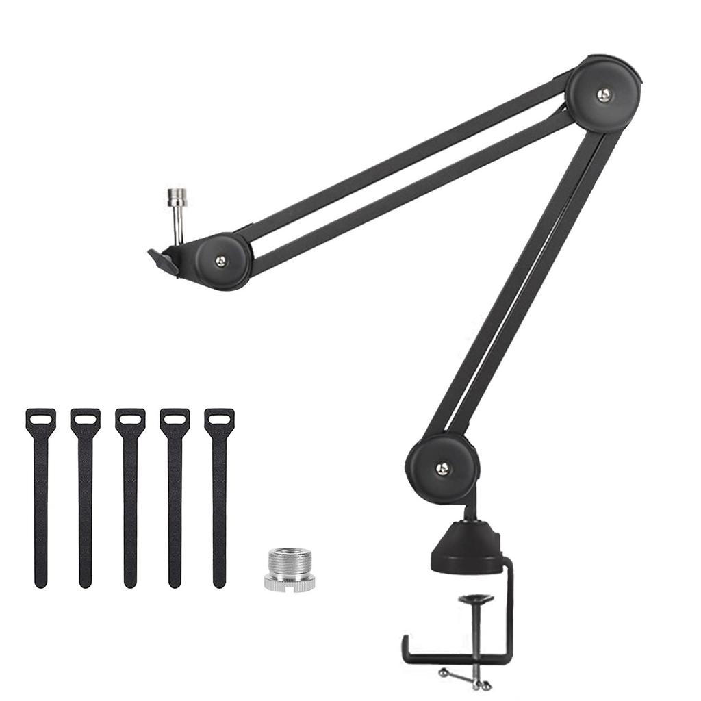 Adjustable Microphone Boom Arm, Extendable Metal Microphone Stand for Condenser Microphones, with 58"-38" Threads, Compatible with Blue Yeti Snowball
