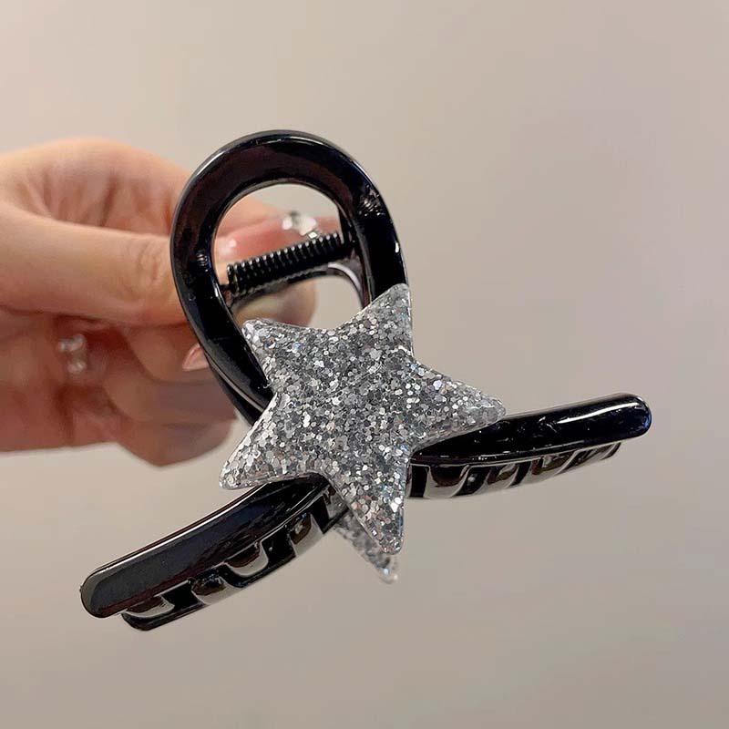 New Y2K Star Hair Claw Clips for Women Girls Shiny Crystal Pentagram Shark Clip Ponytail Hairpin Headwear Hair Accessories