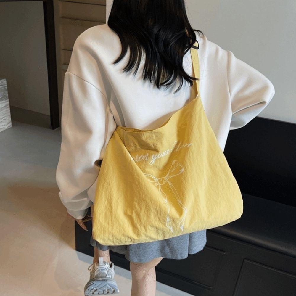 Nylon Women's Tote Bag Large Capacity Commute Bag Simple Bow Shoulder Bag  College Students