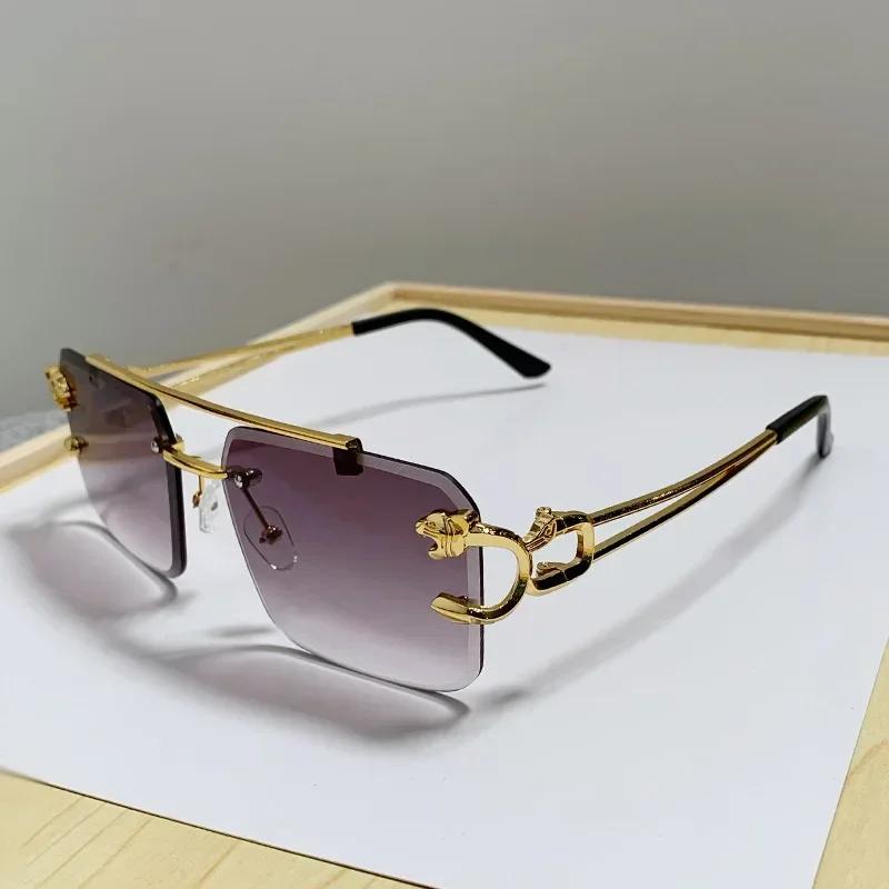Rimless Square Sunglasses Men Women Brand Designer Vintage Luxury Sun Glasses Male Female Retro Mirror Fashion