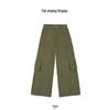 Women's Army Green Loose Cargo Jeans - Spring Style, Slim Fit, Wide Leg, Large Pockets