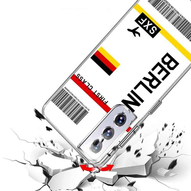Travel Ticket Label Phnoe Case for Samsung Galaxy S26 S25 Edge S23 S24 Ultra S22 Plus S21 S20 FE Unique Cover Soft Coque Galaxy