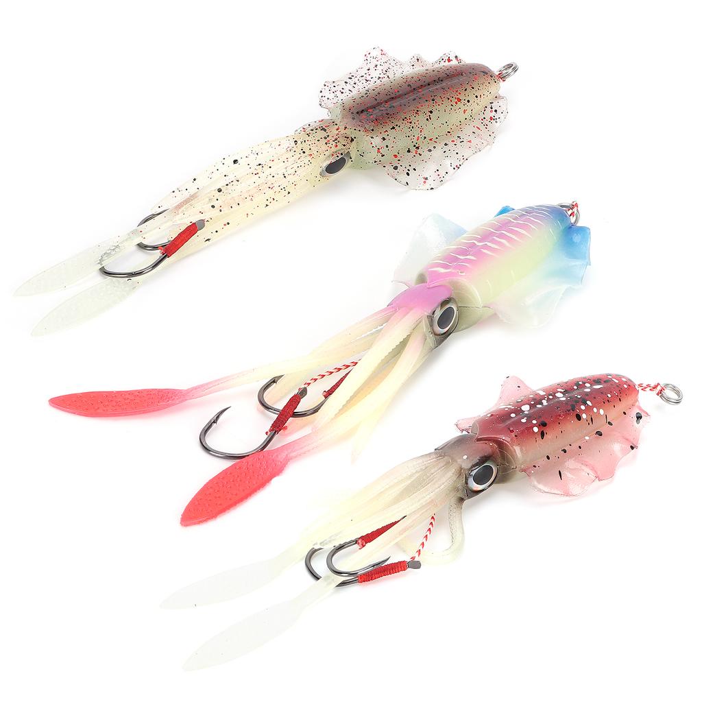 Fishing Squid Lure Octopus UV Luminous Squid Jigs with Hook Fishing Wobbler Bait Soft Lure