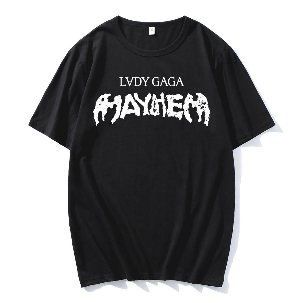 

Lady Gaga MAYHEM Classic Logo T-Shirt Hip Hop Washed Short Sleeve Street TShirt Retro Cotton Men Women Top Streetwear Summer Tee 4XL