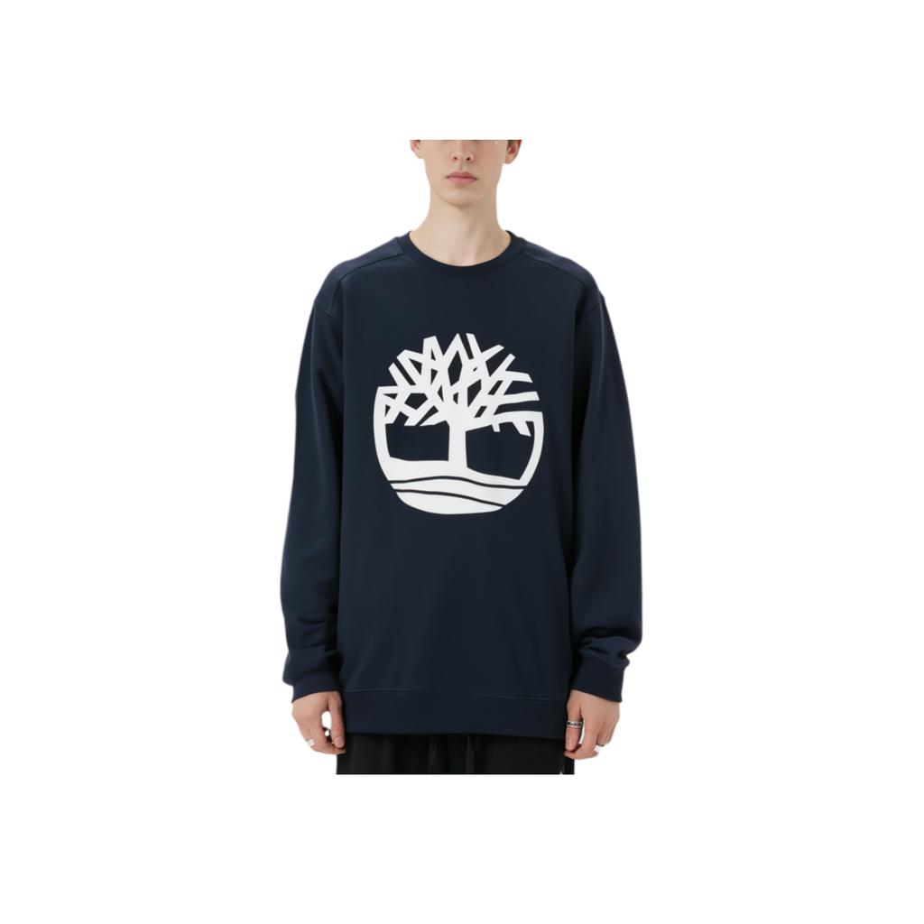 Timberland Tree Logo Print Outdoor Fleece Crewneck Sweatshirt Men Sweatshirt Navy A277C-U10