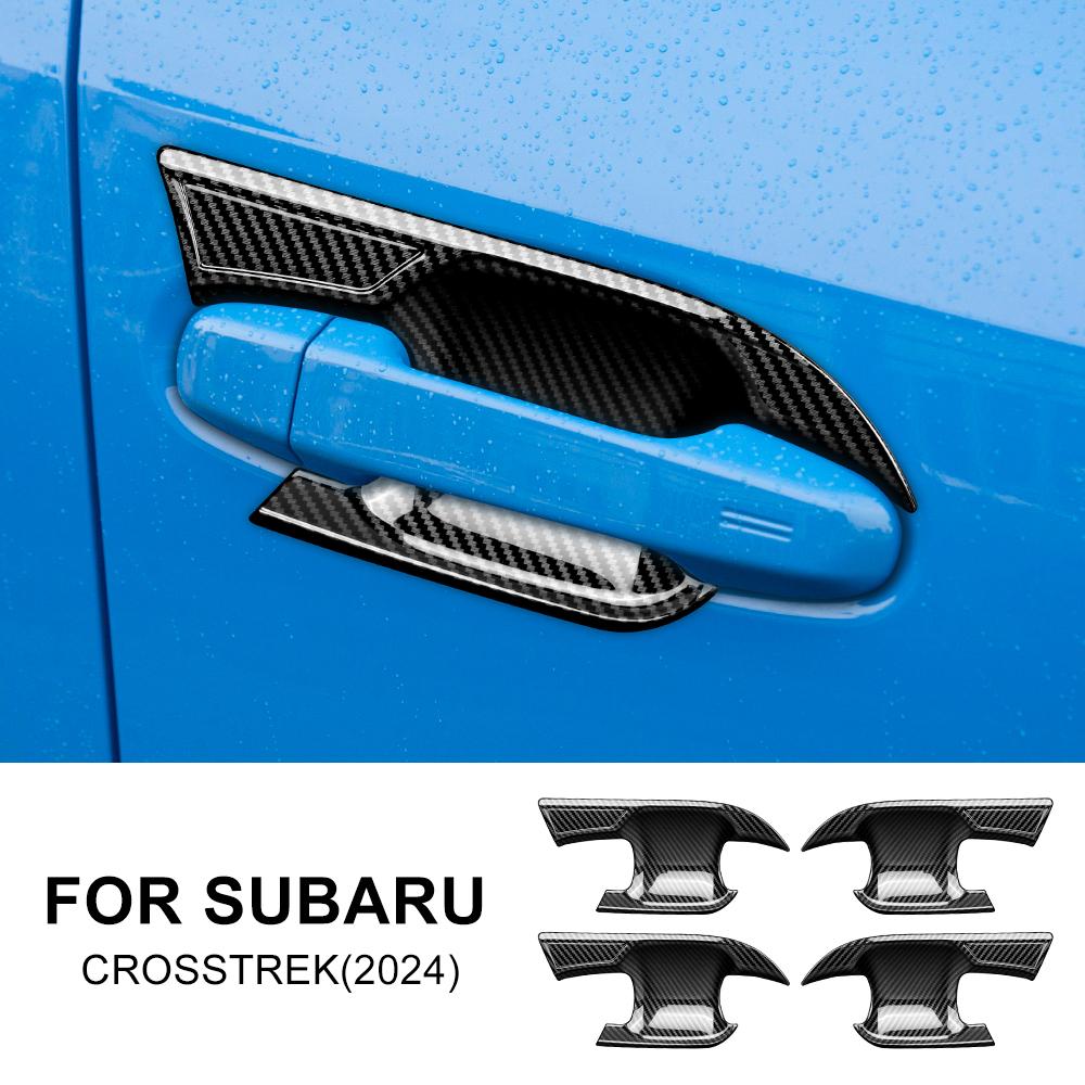 ABS Carbon Fiber Style Sticker For Subaru Crosstrek 2025 4PCS Car Outside Door Bowl Cup Cover Trim Interior Accessories