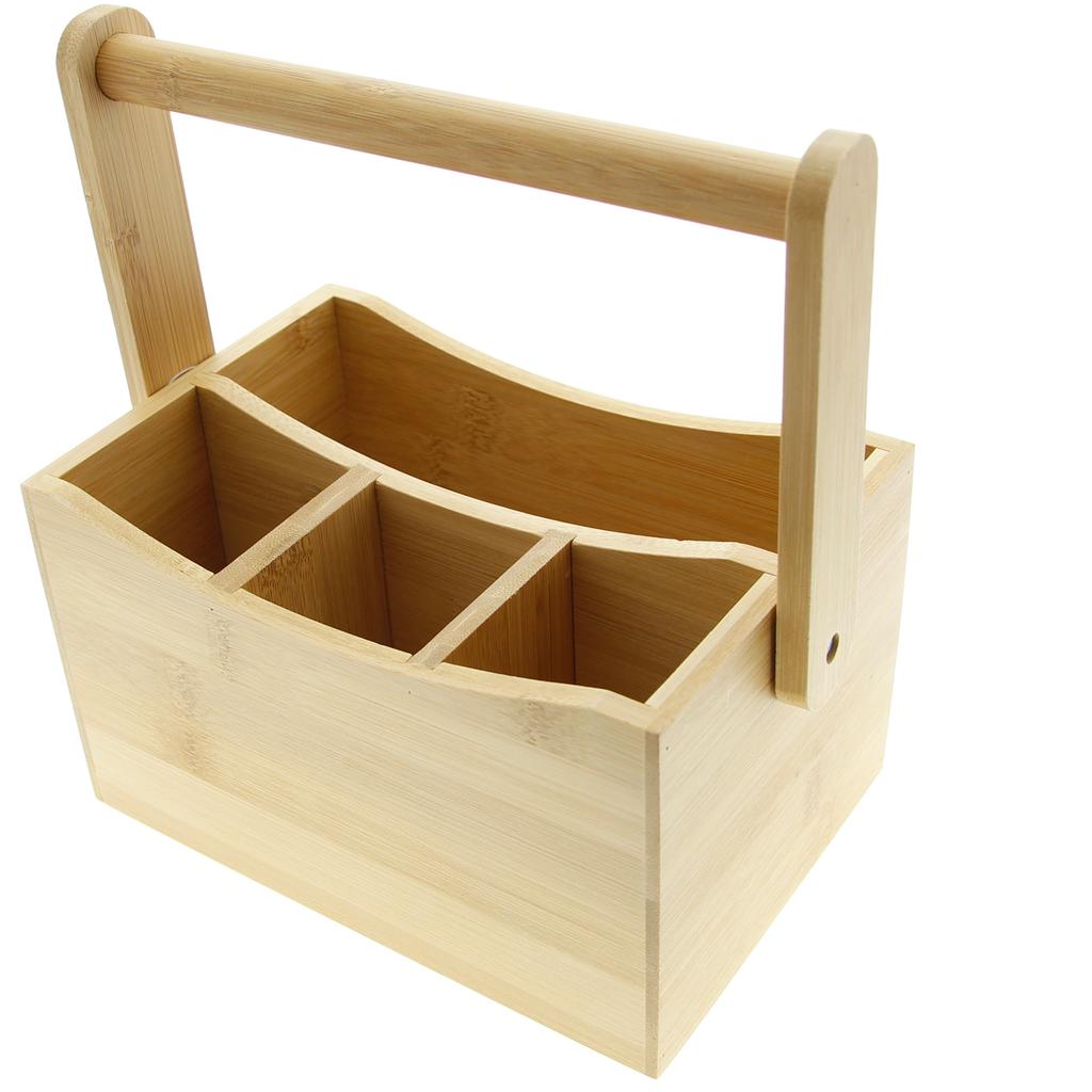 BAMBOO ORGANIZER CONTAINER BOX FOR UTENSILS