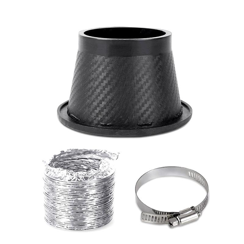 1Pcs Universal Car Front Bumper Admission Air Turbo Air Intake Pipe Kit Abs Turbine Inlet Kit Pipe Air Funnel Carbon Fiber Look