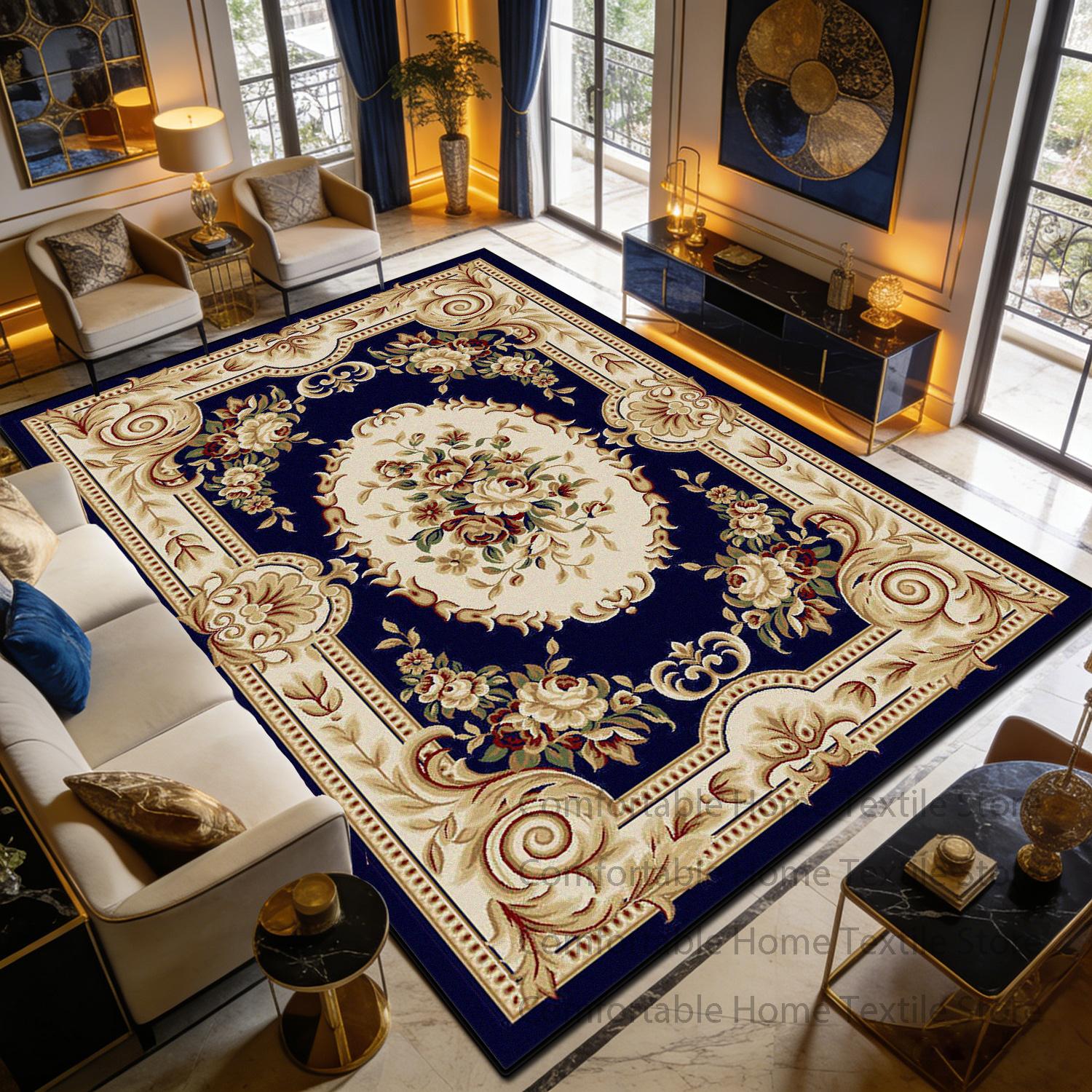 

Blue Beige European Fluffy CARPET FOR LIVE ROOM Home Decoration Luxury Antiskid Soft Rug Big Size Washable Short Velvet Foot Mat 60x90cm
