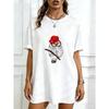 Oversized T Shirt Black Owl With Red Hat And Glasses Print Casual Streetwear For Women