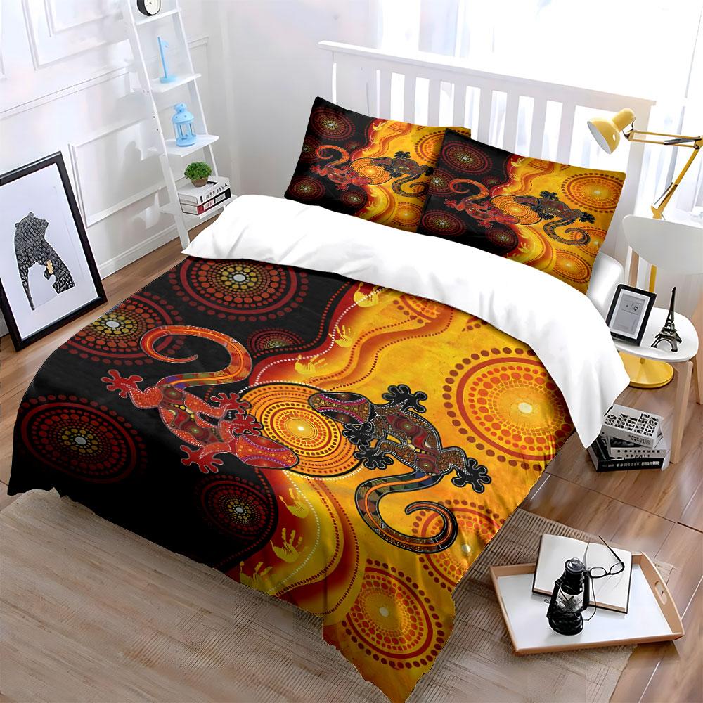 Geckos with Circular Patterns. Bedding Sets Duvet Cover Sets Duvet Covers Pillowcases(1 * Duvet Cover 2 * Pillowcases Without Duvet Insert)