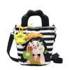 New Cartoon Graffiti Canvas Shoulder Crossbody Bucket Bag for Girls
