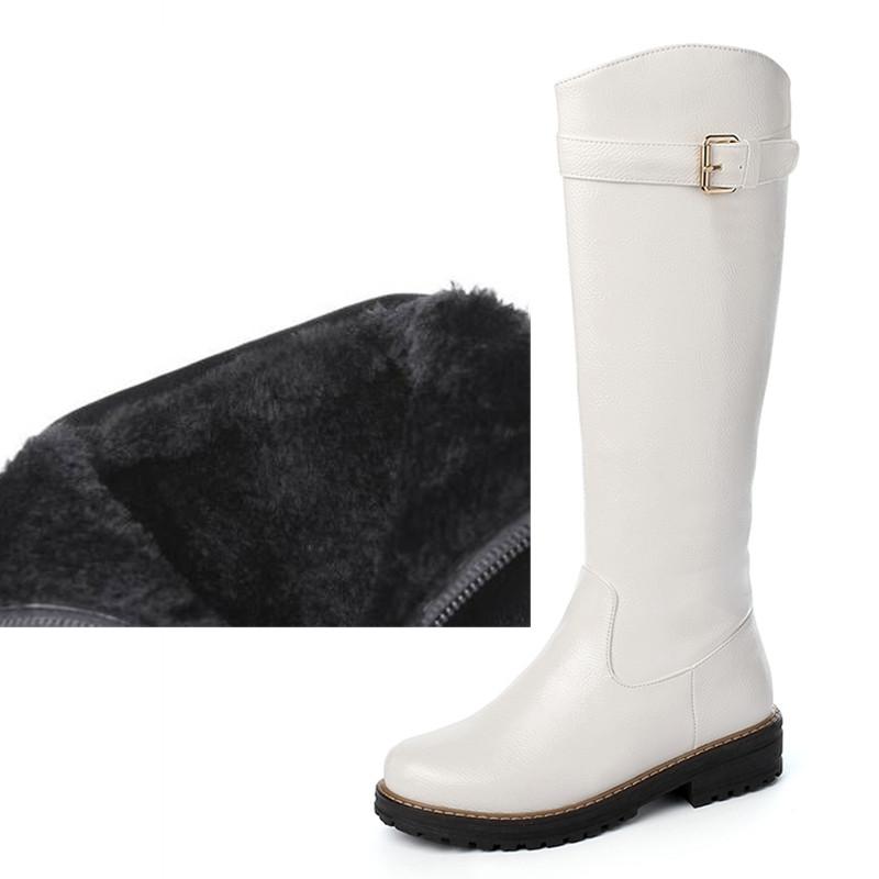 Botas altas de nieve de felpa de piel para mujer Zapatos de invierno 2024 Blanco Negro Moda Equitación Lluvia Zapatos de mujer Botas casuales hasta la rodilla para mujer