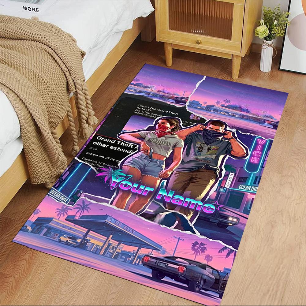Grand Theft Auto Customize Your Name Carpet Suitable for Outdoor Study room Foyer Balcony Anti-slip Rug Decorate Offices Perfect Gift for Women/Men