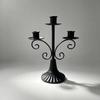Vintage Three Headed Candlestick Holders Iron Candle Stand Ornament Rolled Flower Candelabra  Hotel