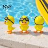 Fun Car Dashboard Decor 3D Printed Angry Yellow Duck Figurine with Detachable Swimming Goggles, Funny Accessories Statue, Desktop Ornament for