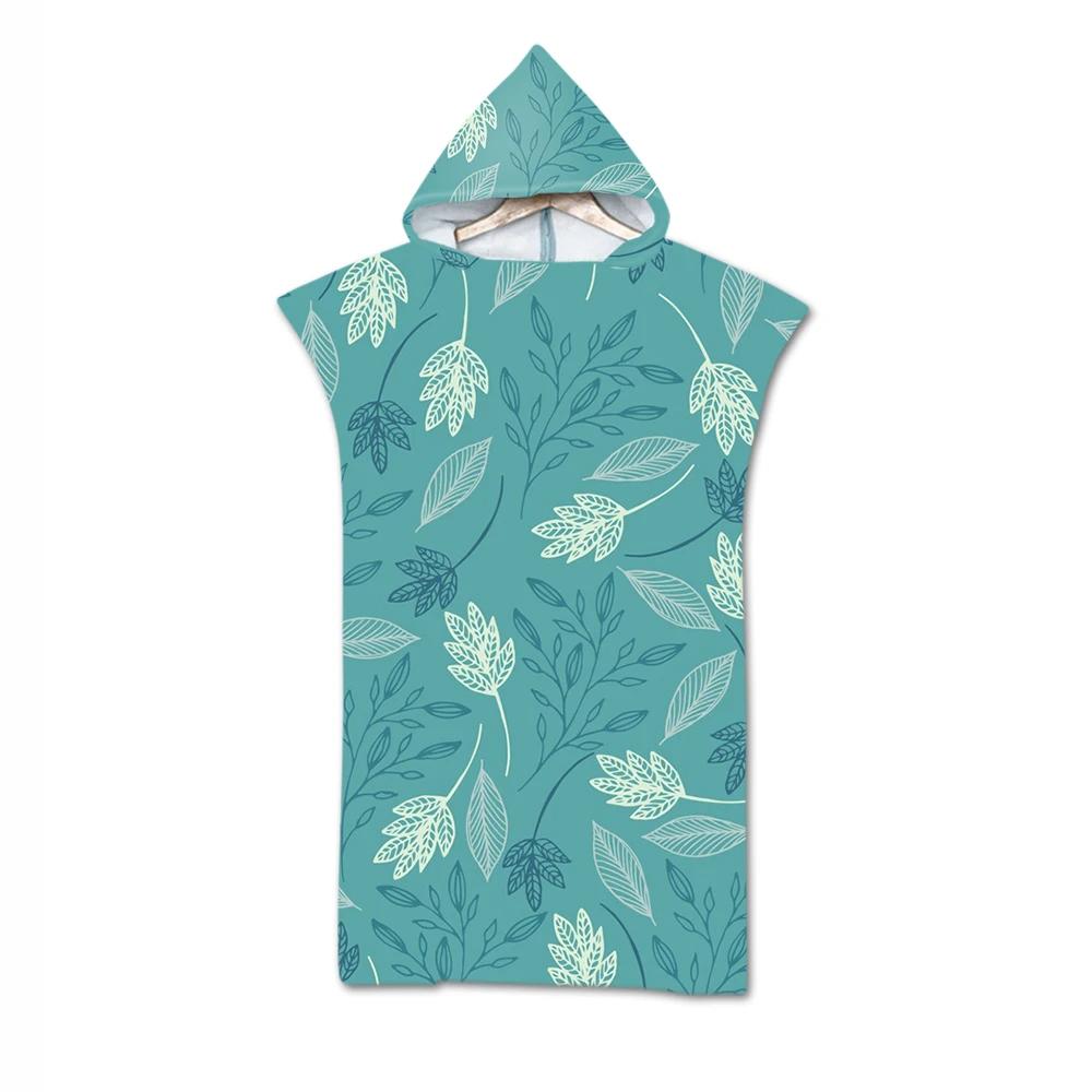Botanical Floral Hooded Beach Towel Quick Dry Surf Poncho,Bath Towel,Sports Towels for Swimming, Beach, Surfing, Diving, Bathing