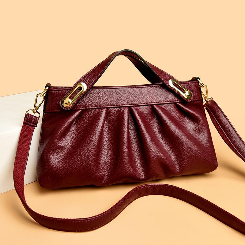 New Women's Soft Leather Handbag Elegant Underarm Single Shoulder Banquet Bag Women's Leather Single Shoulder Bag