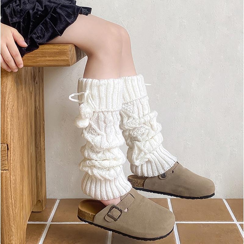 Girls Socks Spring Fall Korean Flipped Calf Sleeve Children Warm Autumn Winter Piled Socks Twisted Sock Sleeve