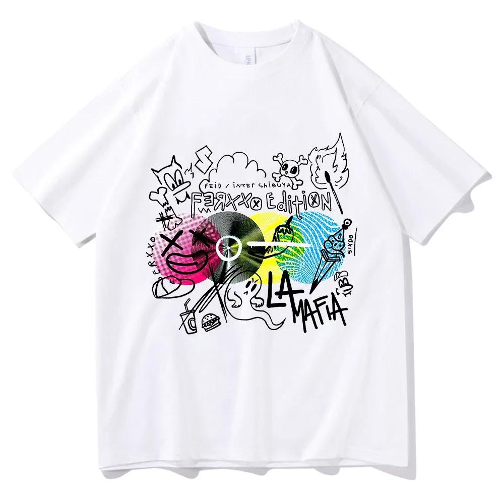 Rapper Feid Music Album INTER SHIBUYA Graphic T Shirts Men Women Hip Hop Y2k Style Tshirt Summer Fashion Casual Cotton Tshirts
