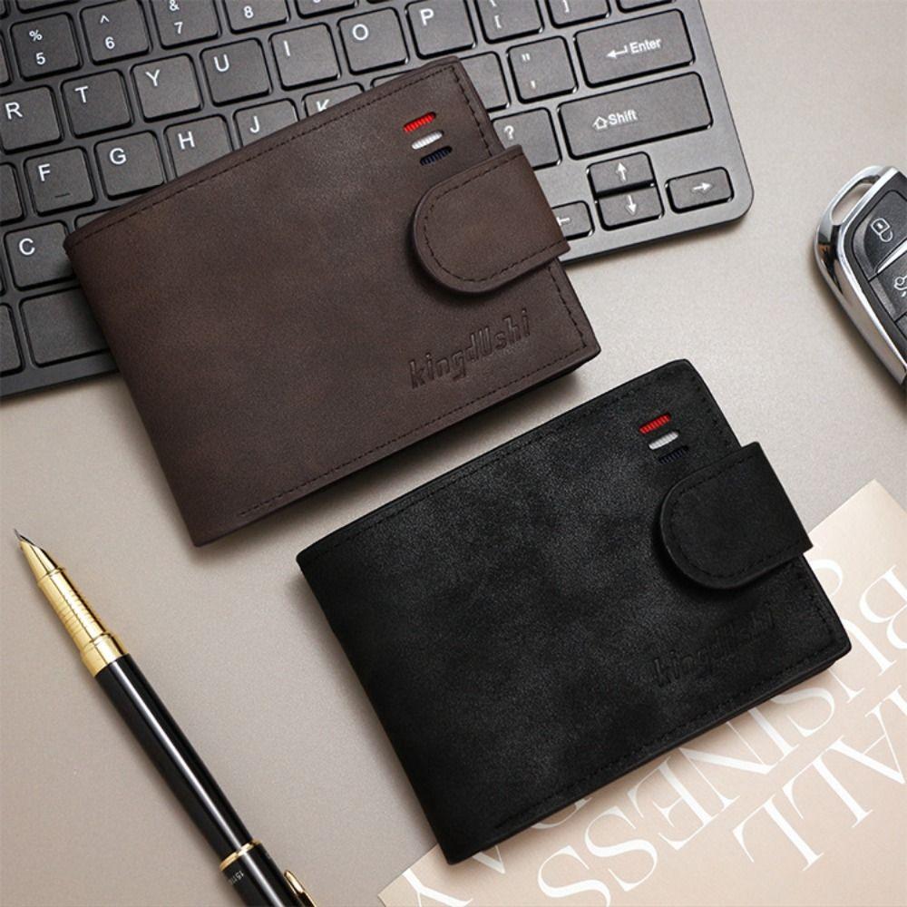 Vintage PU Leather Short Wallet with Zipper Multiple Card Slots Card Holder Coin Purse Men