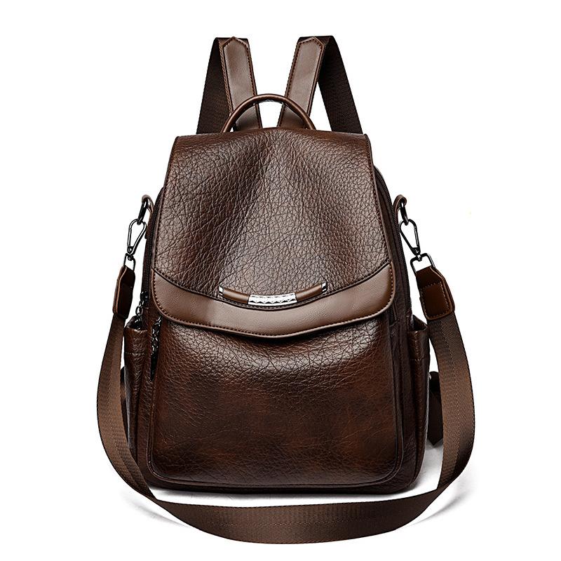 School bag vintage textured soft leather backpack for women, new fashionable casual travel backpack, multi-purpose trendy women's bag wholesale