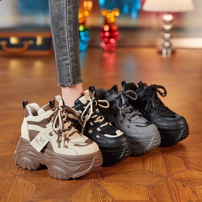 Internet-Berühmtheit Damen Herbst neue dicksohlige Muffin-Schuhe kleiner innerer Höhenzuwachs Damenschuhe Höhenzuwachs