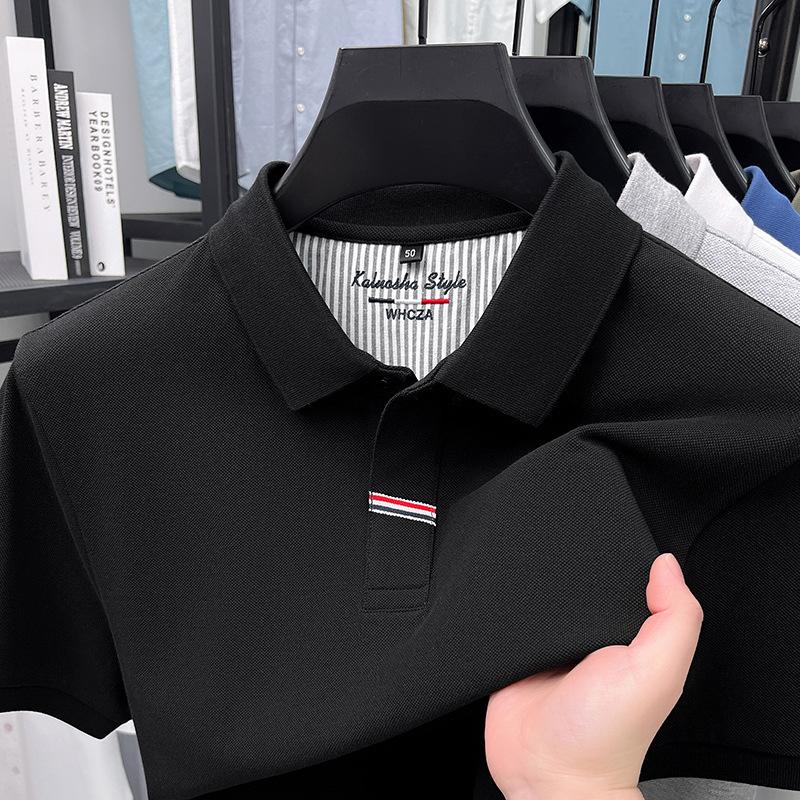 

Не требующая глажки мужская дышащая повседневная футболка с короткими рукавами с лацканами, рубашка поло 4XL