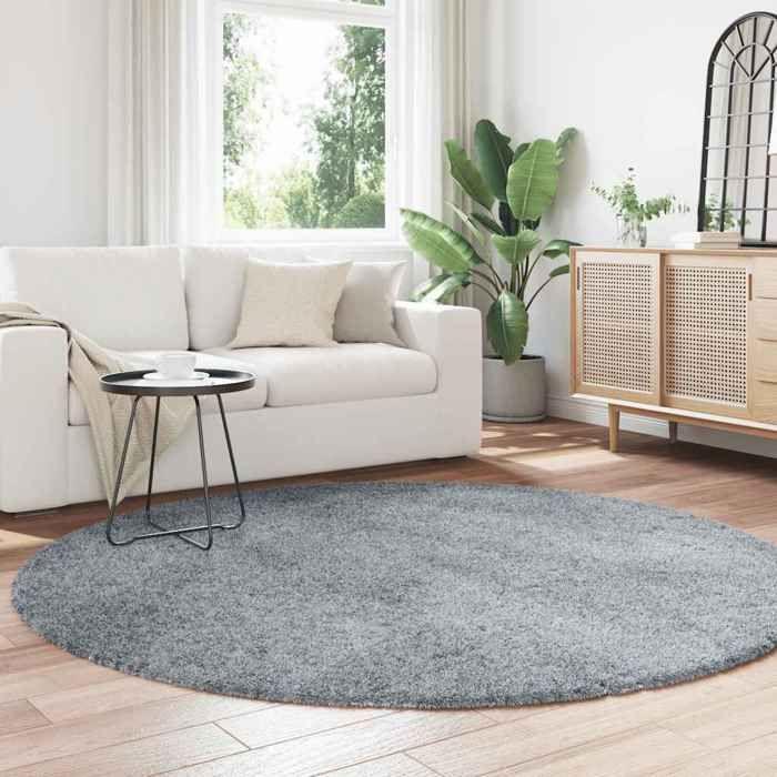 VidaXL Tapis shaggy à poils longs gris argenté 200x200 cm polyester, tapis, tapis de chambre, tapis moderne, tapis de salon, 4102924