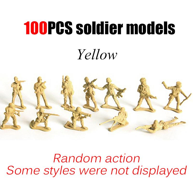 100PCS/Pack Plastic Soldiers Model Blue Red Yellow Green Available Military Sandbox DIY Simulation Soldier Figure Decoration ZYF