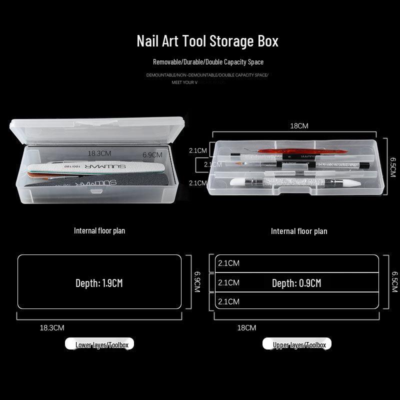 Nail Art Double-Layer Storage Box for Tools and Jewelry
