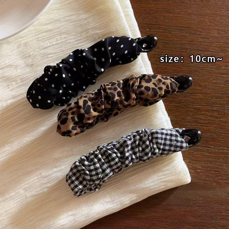 Retro Polka Dot Ruched Banana Clip for High-Volume Ponytails - Vertical and Horizontal Hair Accessory.